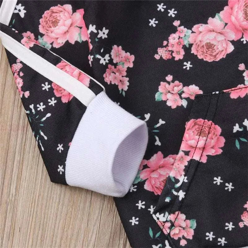 3-7 Years Kids Baby Girl Clothes Set Floral Print Long Sleeve Sweatshirt Long Pants Outfits Toddler Autumn Tracksuit Clothing C1089