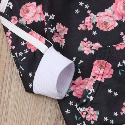 3-7 Years Kids Baby Girl Clothes Set Floral Print Long Sleeve Sweatshirt Long Pants Outfits Toddler Autumn Tracksuit Clothing C1089