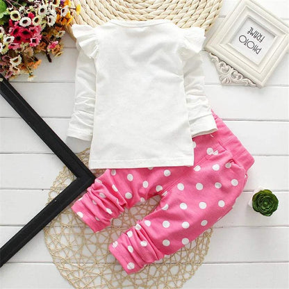 Baby Girls Clothing Set Fashion Bow Dot T shirt+ Pant Suit Kids Cotton Tracksuit Children Spring Long Sleeve Clothes C1078