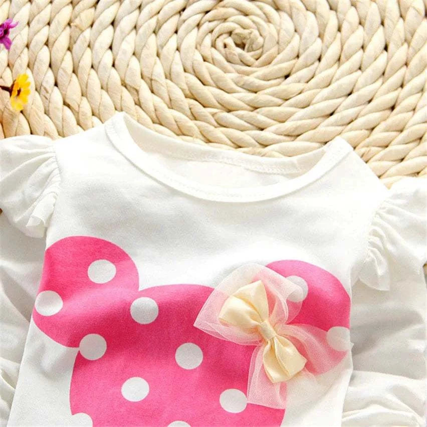 Baby Girls Clothing Set Fashion Bow Dot T shirt+ Pant Suit Kids Cotton Tracksuit Children Spring Long Sleeve Clothes C1078
