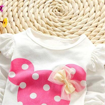 Baby Girls Clothing Set Fashion Bow Dot T shirt+ Pant Suit Kids Cotton Tracksuit Children Spring Long Sleeve Clothes C1078