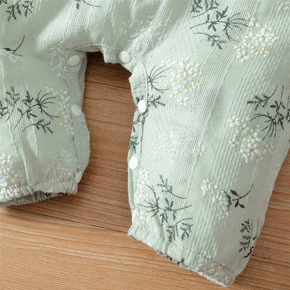 Newborn Baby Girl Spring and Autumn Bodysuit Floral Print Long Sleeve Romper with Headband Onesie Clothes for Infant 0-18 Months C1068