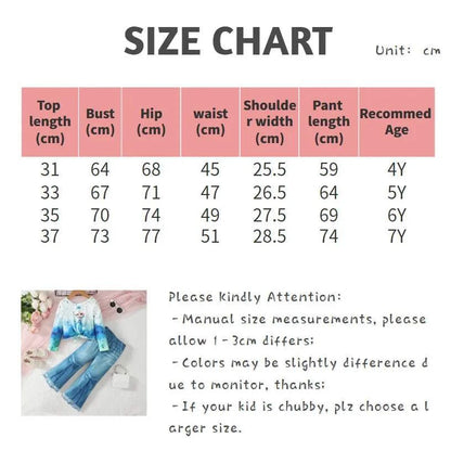 4-7 Years Kid Girl 2PCS Clothes Set Long Sleeve Princess Top+Flared Pants Fashion Child Casual Wear Birthday Party Outfits C1031