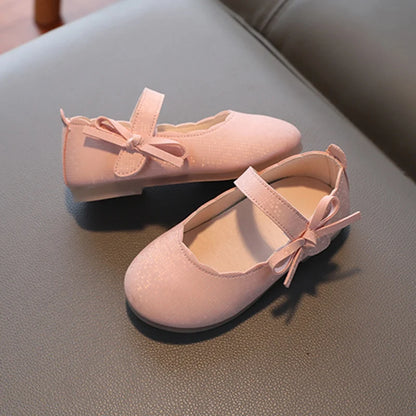 Children Girls Shoes Non-Slip Soft Bottom Spring Summer Kids British Style Fashion Bowknot Design Elegant Leather Shoes