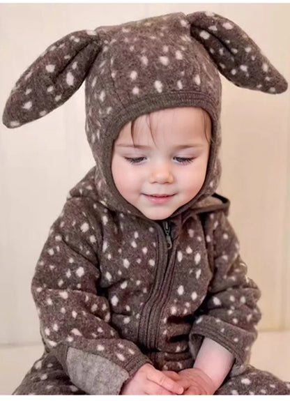 Children's Ear-Shaped Coat 2025 Autumn Winter New Cute Baby Warm Clothing