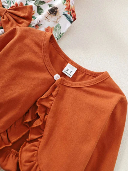 2PCS Kids Girl Clothes Set Long Sleeved Cardigan+Sleeveless A- Line Dress Summer Fashion Dresses Costume for Kids Girl 4-7Years C1053