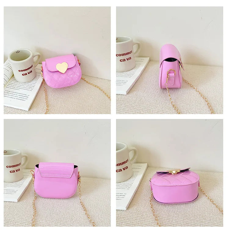 Children's Bags New Love Solid Color Dopamine Mini Cute Sweet Kawaii Shoulder Bags Fashionable Versatile Girl's Crossbody Bags