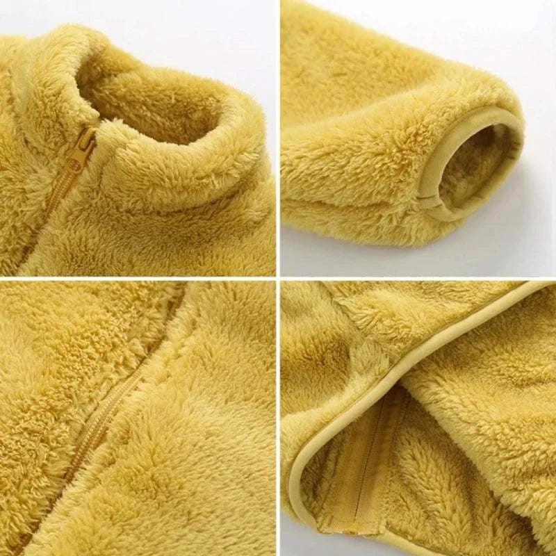 Autumn Winter Kids Girls Boys Casual Soft Warm Long Sleeve Coat Baby Kids Children Fleece Jacket Plush Zipper Closure Outerwear C1051