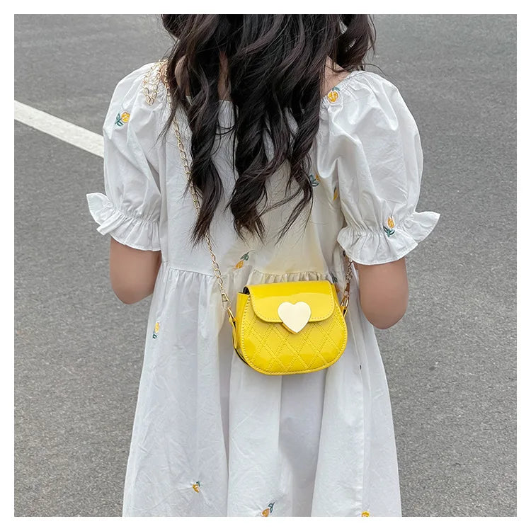 Children's Bags New Love Solid Color Dopamine Mini Cute Sweet Kawaii Shoulder Bags Fashionable Versatile Girl's Crossbody Bags