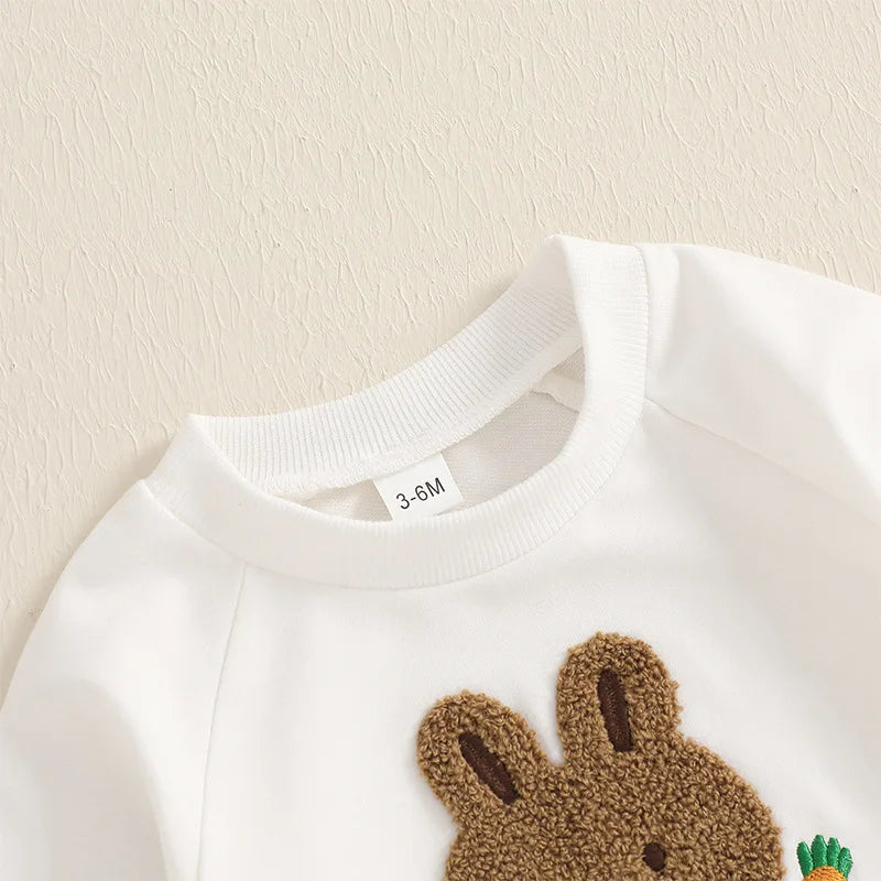 Easter Baby Children's Hoodies Set 0-4 Y Cute Bunny O-Neck Pullover and Pants 2Pcs Boys Tracksuit Girls Casual Clothes Suit