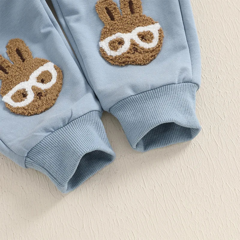 Easter Baby Children's Hoodies Set 0-4 Y Cute Bunny O-Neck Pullover and Pants 2Pcs Boys Tracksuit Girls Casual Clothes Suit