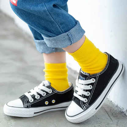 Children's Socks Cotton Colorful Harajuku Retro Boys Girls Black Socks Kids Klein Blue School Casual In Tube Solid Sox Stylish