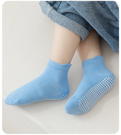 6 Pairs 0-5 Years Old Non-Slip Kids Socks with Grip Little Girls Boys Ankle Socks Infants Toddlers Children Floor Socks