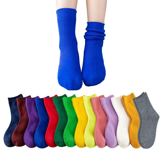 Children's Socks Cotton Colorful Harajuku Retro Boys Girls Black Socks Kids Klein Blue School Casual In Tube Solid Sox Stylish