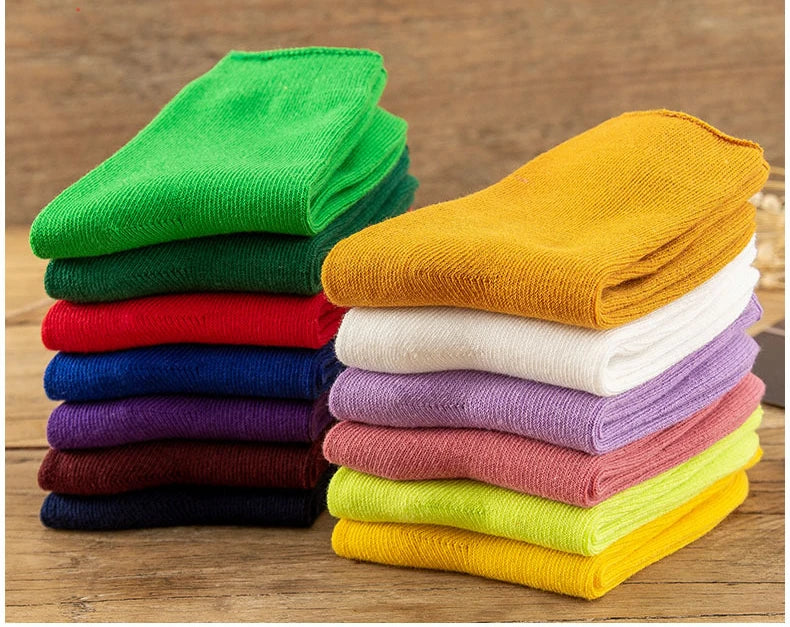 Children's Socks Cotton Colorful Harajuku Retro Boys Girls Black Socks Kids Klein Blue School Casual In Tube Solid Sox Stylish