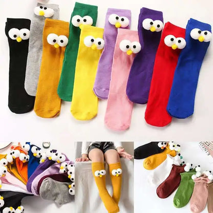 Warm Long Socks Kids Toddler Kids Socks Cartoon Knee height socks Eyes for girls boys socks cotton for christmas sock