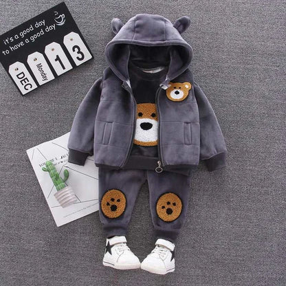 Vest+Coat+Pants 3PCS Tracksuits 1 to 4 Yrs Baby Kids Clothes Autumn Winter Toddler Boys Clothing Sets Kids Casual Girls Outfit C1090