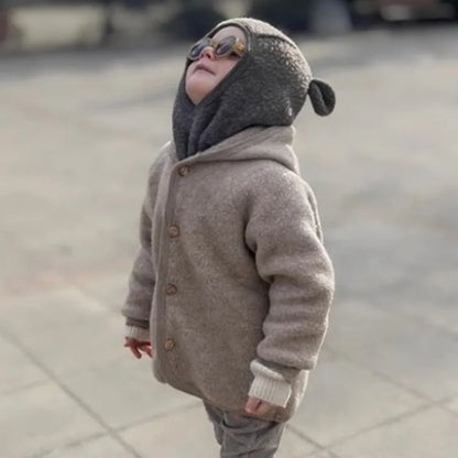 Children's Ear-Shaped Coat 2025 Autumn Winter New Cute Baby Warm Clothing