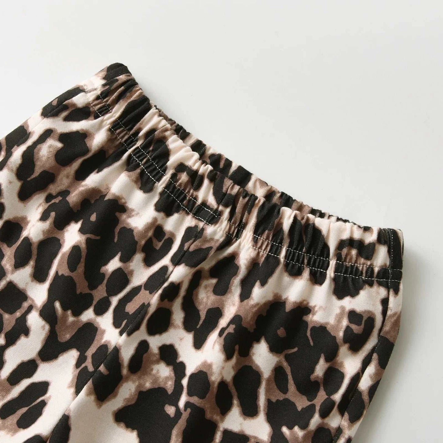 Spring Autumn Toddler Kids Baby Girls 2PCS Clothes Set Cotton Long Sleeve Top and Leopard Pants Fashion Outfit for Girls 1-5Yrs C1082