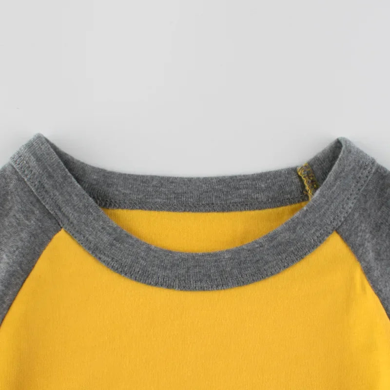 Solid Color Blank Shirt Boys Kid Children's Clothing 2024 Autumn Clothes Patchwork Long Sleeve T-shirt for Girls Cotton Tops Tees C1018