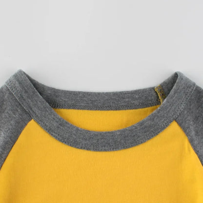 Solid Color Blank Shirt Boys Kid Children's Clothing 2024 Autumn Clothes Patchwork Long Sleeve T-shirt for Girls Cotton Tops Tees C1018