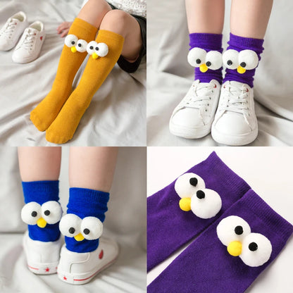 Warm Long Socks Kids Toddler Kids Socks Cartoon Knee height socks Eyes for girls boys socks cotton for christmas sock