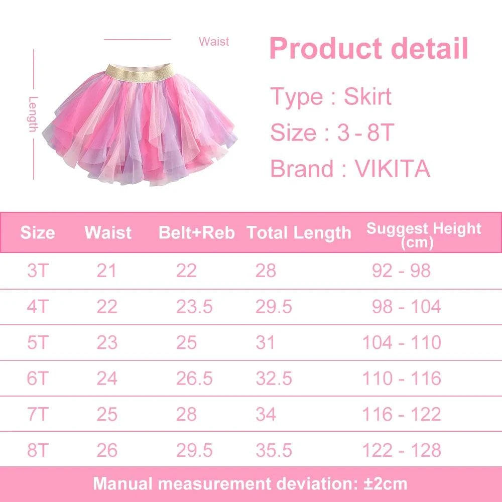 VIKITA Kids Princess Skirts Girls Irregular Layered Mesh Tulle Birthday Party Tutu Mini Skirts Girls Pink Casual Ballet Skirt C1029