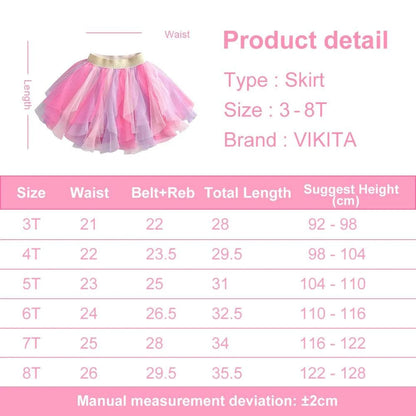 VIKITA Kids Princess Skirts Girls Irregular Layered Mesh Tulle Birthday Party Tutu Mini Skirts Girls Pink Casual Ballet Skirt C1029