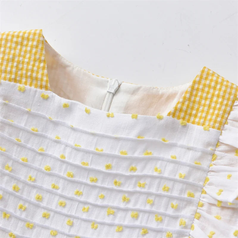 Cute Baby Girl Easter Yellow Dress Children Spanish Boutique Dresses Infant Summer Sleeveless Cotton Frocks For One Years Old