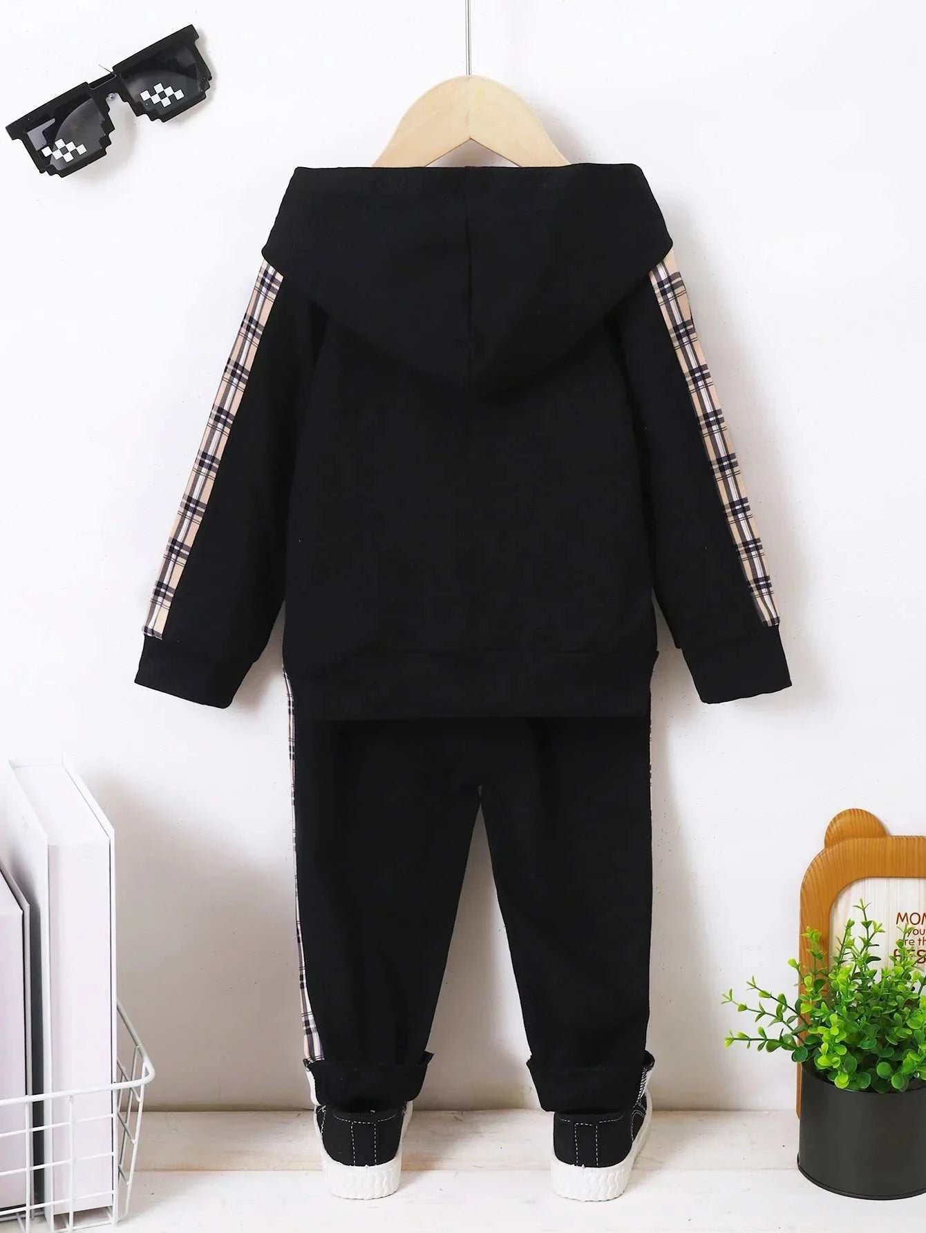 2PCS Kids Boy Clothes Set Pocket Style Hooded Long Sleeve Top+Pants Spring&Autumn Fashion Sport Suits for Child Boy 1-6 Years C1101