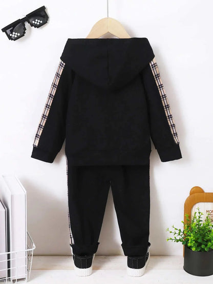2PCS Kids Boy Clothes Set Pocket Style Hooded Long Sleeve Top+Pants Spring&Autumn Fashion Sport Suits for Child Boy 1-6 Years C1101