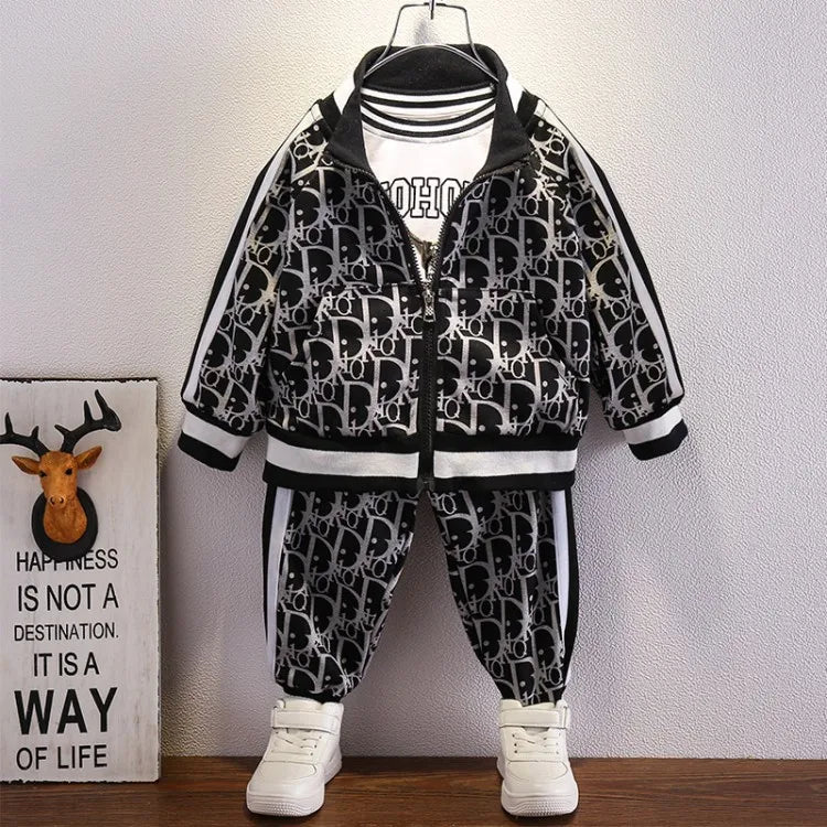 Spring Autumn Teen Tracksuits Children Casual Clothes Suit Baby Boys Zipper Jacket + Pants 2pcs/sets Kids Toddler Suit 2-8Years C1007
