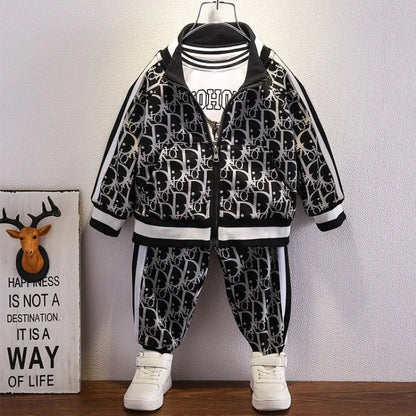 Spring Autumn Teen Tracksuits Children Casual Clothes Suit Baby Boys Zipper Jacket + Pants 2pcs/sets Kids Toddler Suit 2-8Years C1007