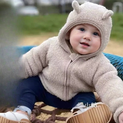 Children's Ear-Shaped Coat 2025 Autumn Winter New Cute Baby Warm Clothing