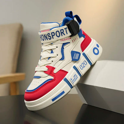 Children High Top Shoes Boys Sneaker Daily Walking Luxury Design Printed 6 To 12 Years Youth Boys Sports Shoes