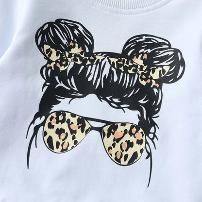 Spring Autumn Toddler Kids Baby Girls 2PCS Clothes Set Cotton Long Sleeve Top and Leopard Pants Fashion Outfit for Girls 1-5Yrs C1082