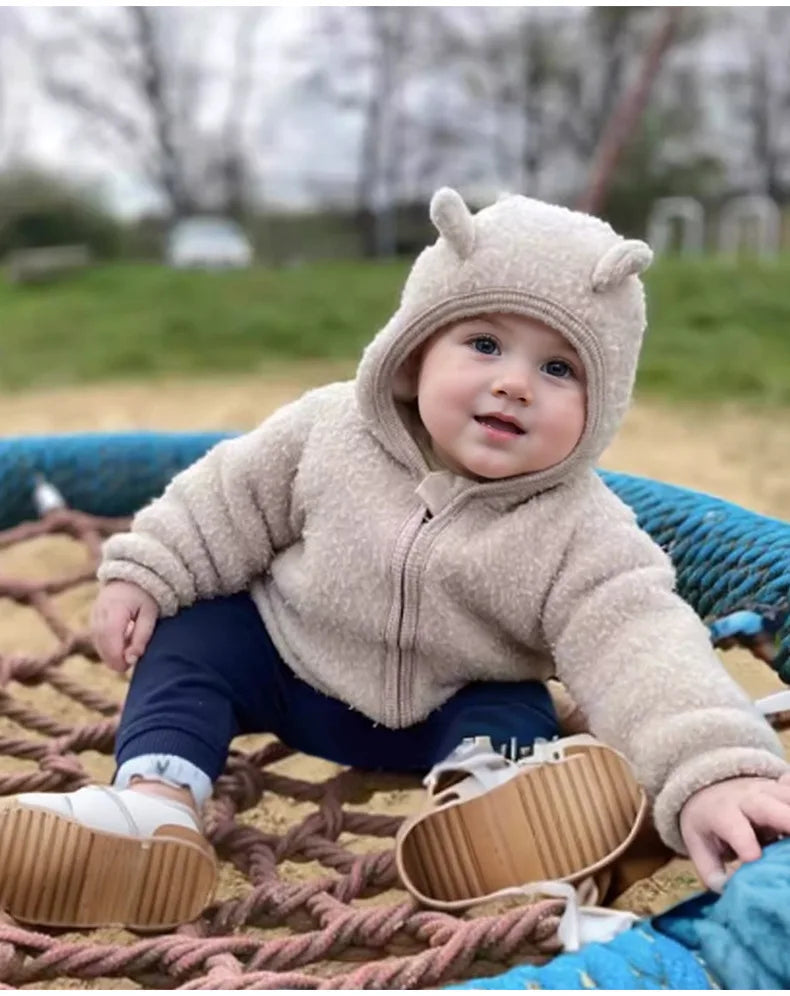 Children's Ear-Shaped Coat 2025 Autumn Winter New Cute Baby Warm Clothing