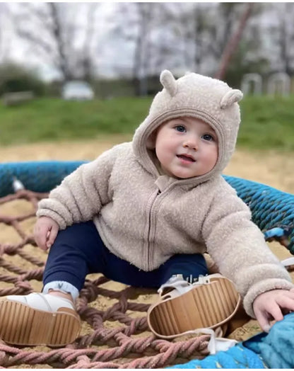 Children's Ear-Shaped Coat 2025 Autumn Winter New Cute Baby Warm Clothing