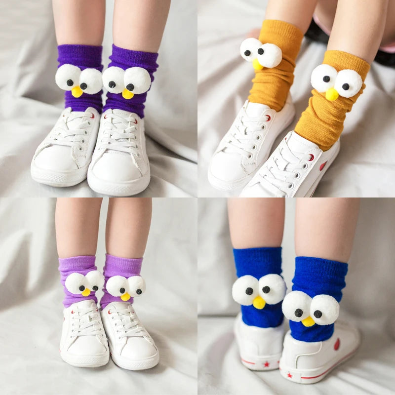 Warm Long Socks Kids Toddler Kids Socks Cartoon Knee height socks Eyes for girls boys socks cotton for christmas sock