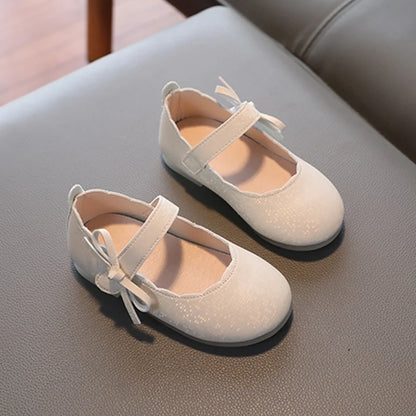 Children Girls Shoes Non-Slip Soft Bottom Spring Summer Kids British Style Fashion Bowknot Design Elegant Leather Shoes