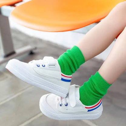 Children's Socks Cotton Colorful Harajuku Retro Boys Girls Black Socks Kids Klein Blue School Casual In Tube Solid Sox Stylish