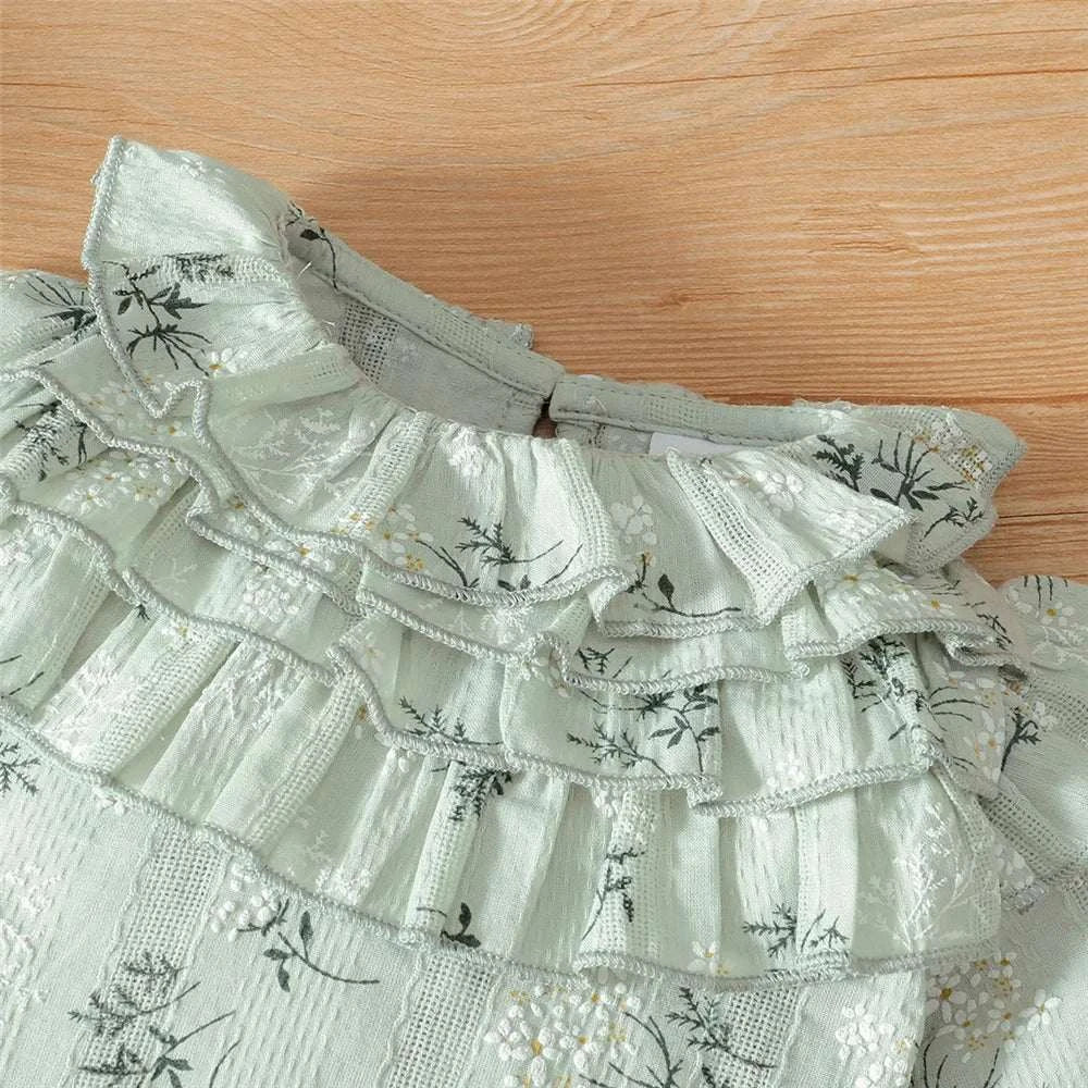 Newborn Baby Girl Spring and Autumn Bodysuit Floral Print Long Sleeve Romper with Headband Onesie Clothes for Infant 0-18 Months C1068