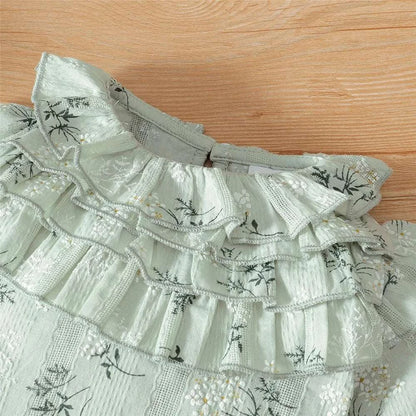 Newborn Baby Girl Spring and Autumn Bodysuit Floral Print Long Sleeve Romper with Headband Onesie Clothes for Infant 0-18 Months C1068