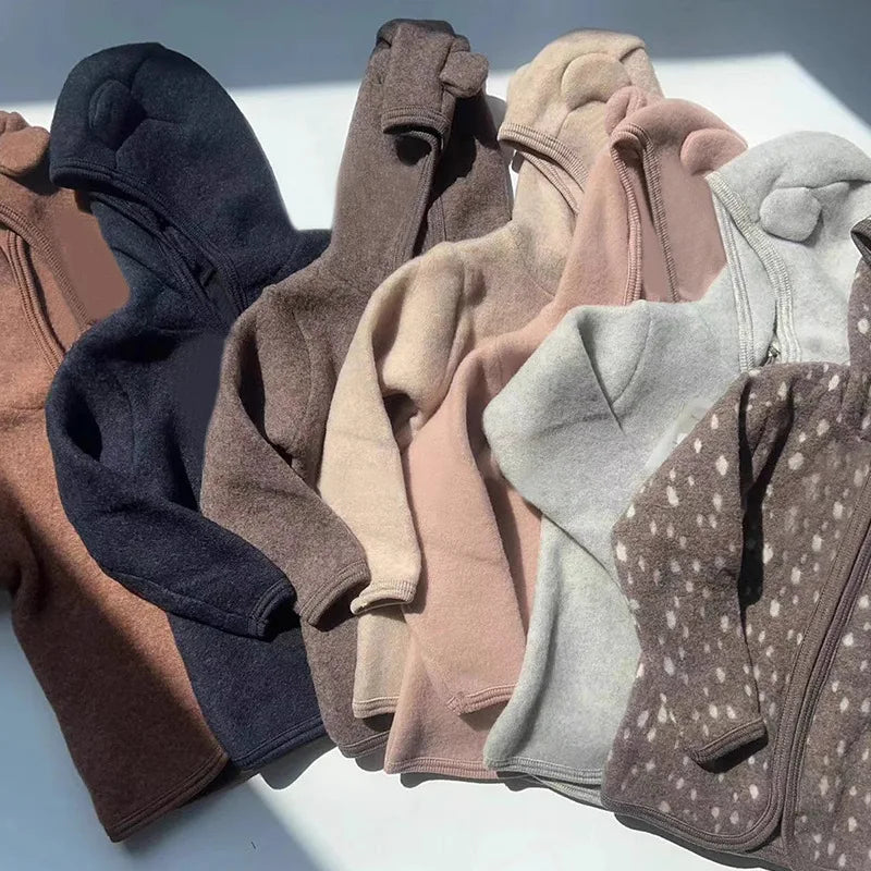 Children's Ear-Shaped Coat 2025 Autumn Winter New Cute Baby Warm Clothing