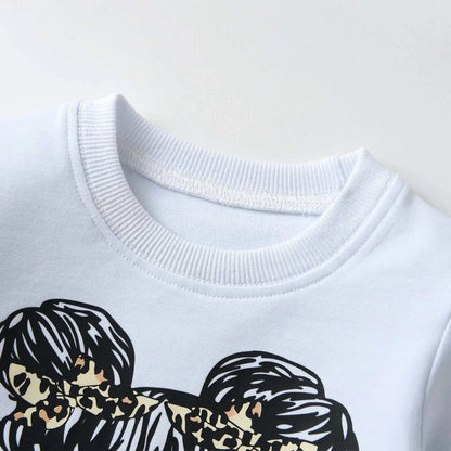 Spring Autumn Toddler Kids Baby Girls 2PCS Clothes Set Cotton Long Sleeve Top and Leopard Pants Fashion Outfit for Girls 1-5Yrs C1082