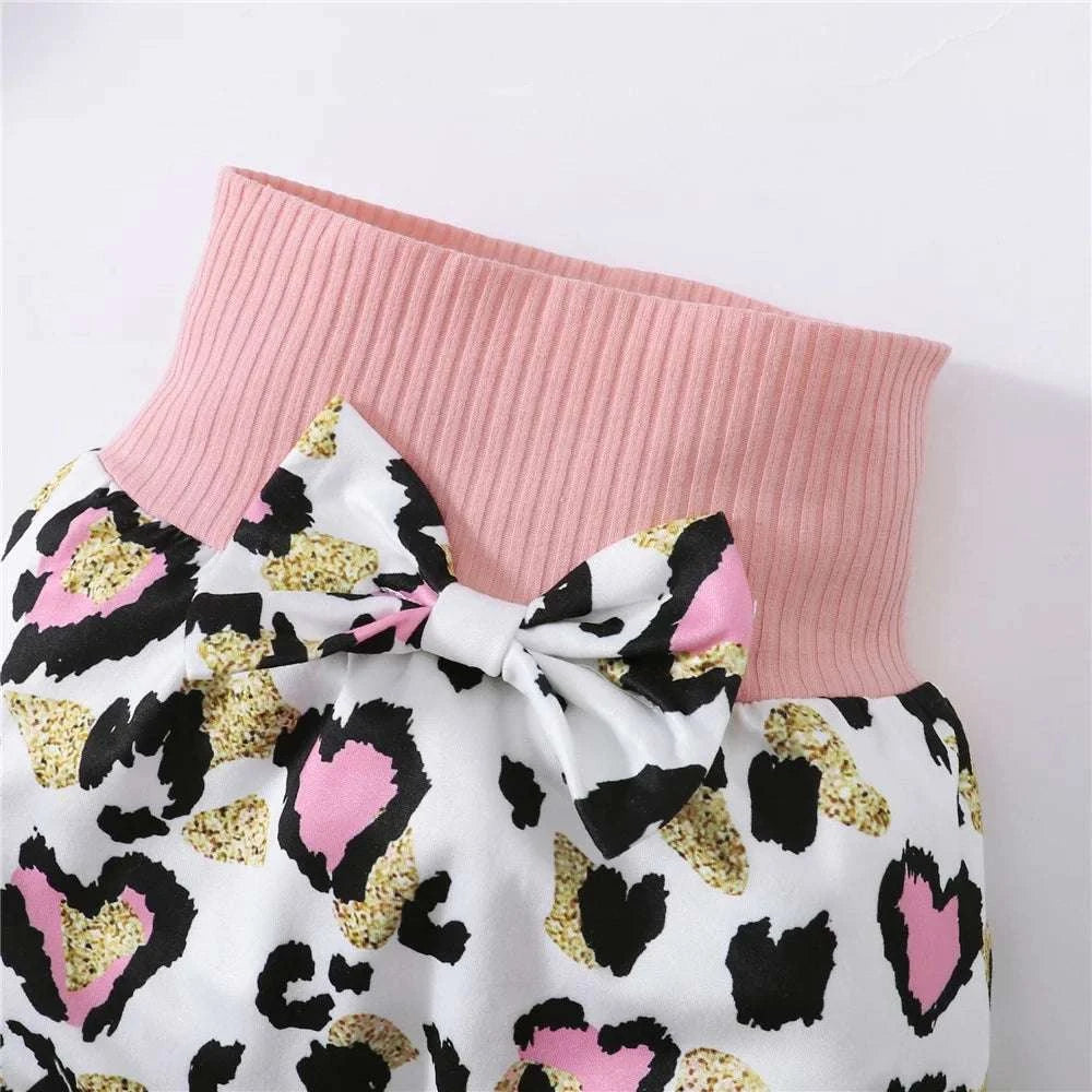 3PCS Newborn Baby Girl Daily Clothes Set Mama Print Long Sleeve Romper Top+Love Heart Print Pant+Headband Lovely Autumn Outfit C1069