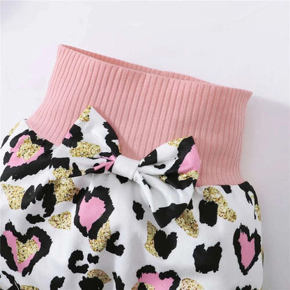 3PCS Newborn Baby Girl Daily Clothes Set Mama Print Long Sleeve Romper Top+Love Heart Print Pant+Headband Lovely Autumn Outfit C1069