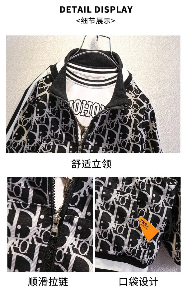 Spring Autumn Teen Tracksuits Children Casual Clothes Suit Baby Boys Zipper Jacket + Pants 2pcs/sets Kids Toddler Suit 2-8Years C1007