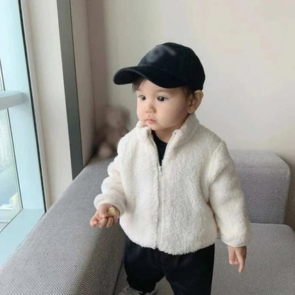 Autumn Winter Kids Girls Boys Casual Soft Warm Long Sleeve Coat Baby Kids Children Fleece Jacket Plush Zipper Closure Outerwear C1051