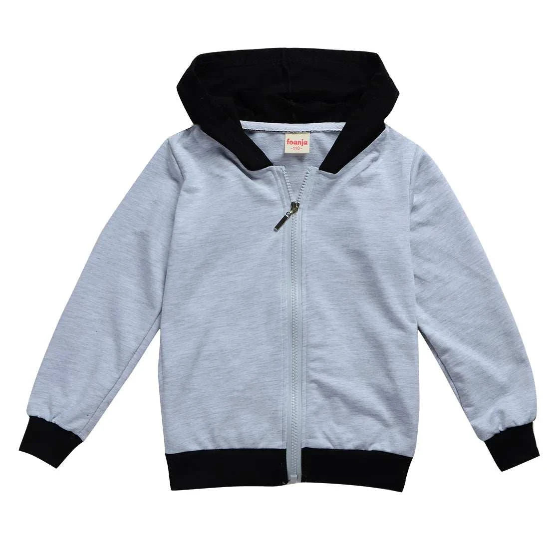 Spring Autumn Kids Baby Boys Coats Hooded Sweatshirt Girls Hoodies Children Jacket Toddler Outerwear Clothes Gray Blue Red 3-12T C1105